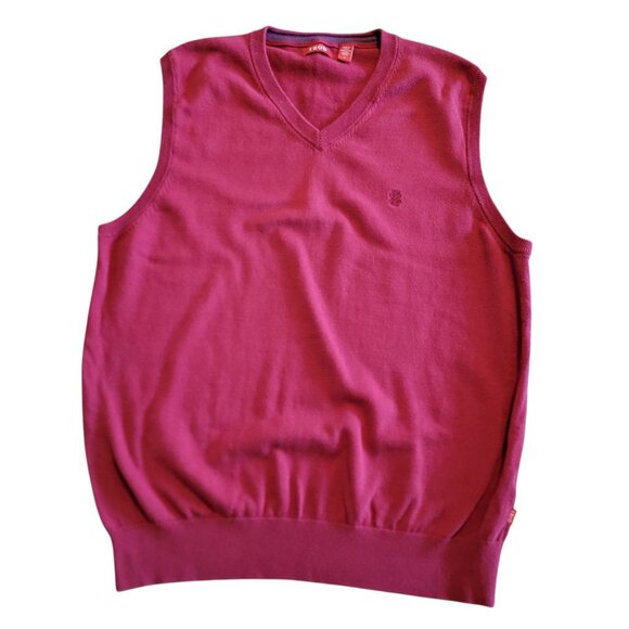 Vintage Izod Sweater Vest V-Neck Red Tennis Cricket Preppy Academia Medium - Picture 1 of 7